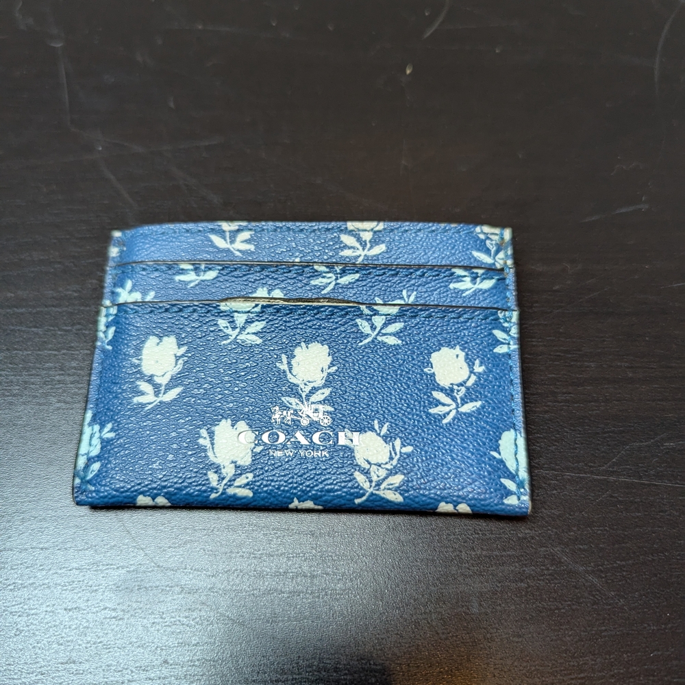 Coach Blue Floral Card Holder